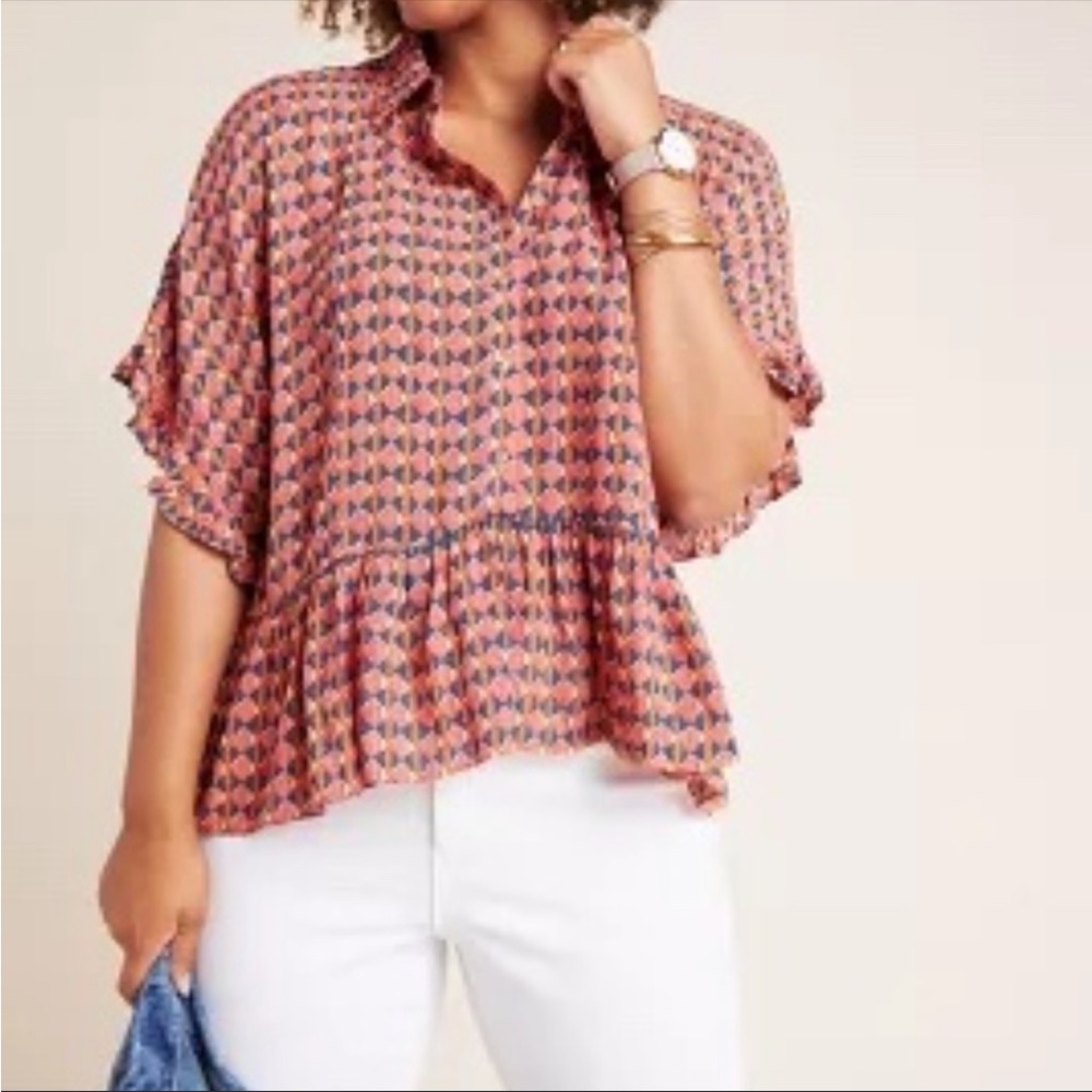 ⚡️Maeve Mallory ruffled peplum blouse, size L